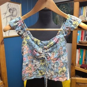 No Boundaries Floral Crop Tank Size XS